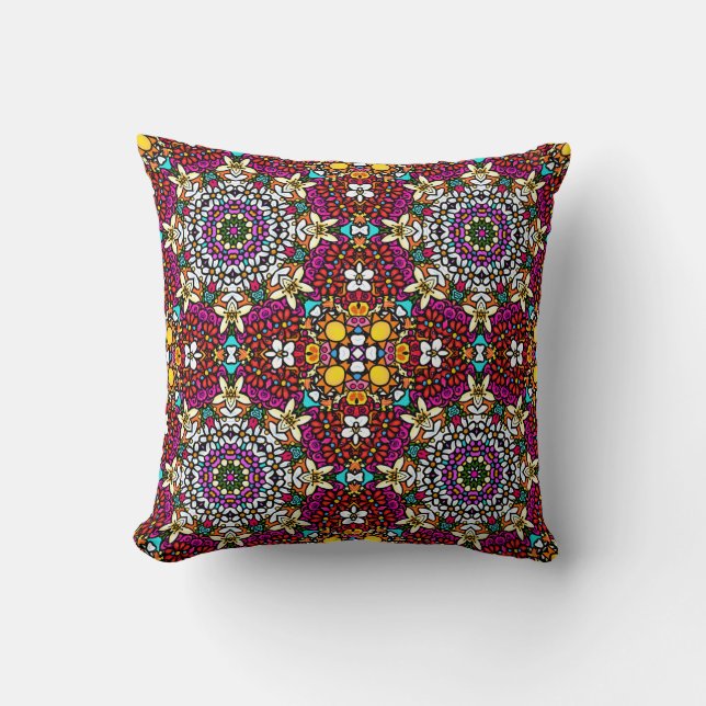 Groovy Heavenly Flower Power Throw Pillow Kissen (Vorderseite)