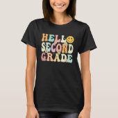 Groovy Hello 2nd Second Grade Back To School Teach T-Shirt (Vorderseite)
