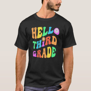 Groovy Hello 3rd Grade Teacher Lila Dritte Gr Ret T-Shirt