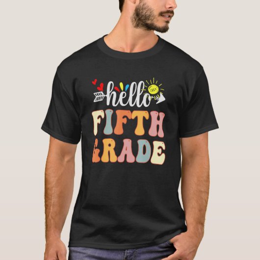 Groovy Hello 5th Grade  Back To School Teacher Kid T-Shirt (Vorderseite)