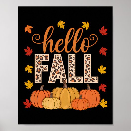 Groovy Hello Herbst Herbstmaple Blätter Pumpkin Le Poster (Vorne)