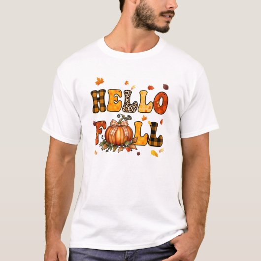 Groovy Hello Herbst Herbstmaple Blätter Pumpkin Le T-Shirt (Vorderseite)