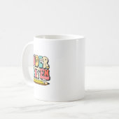 Groovy Hello Kindergarten Stimmung Retro Lehrer Ck Kaffeetasse (Vorderseite Links)