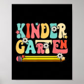 Groovy Hello Kindergarten Vibes Retro Teacher Back Poster (Vorne)