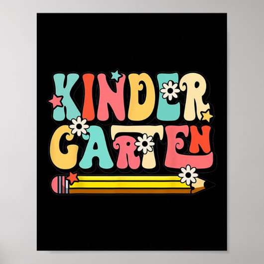 Groovy Hello Kindergarten Vibes Retro Teacher Back Poster (Vorne)