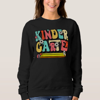 Groovy Hello Kindergarten Vibes Retro Teacher Back Sweatshirt