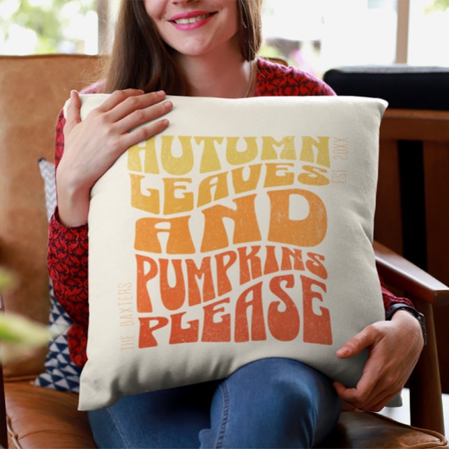 Groovy Herbst Vibes Pumpkins Personalisiert Ostdat Kissen (Von Creator hochgeladen)