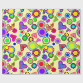Groovy Herzen Blumen Geschenkpapier (Flach)