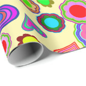 Groovy Herzen Blumen Geschenkpapier (Rolleneckpunkt)
