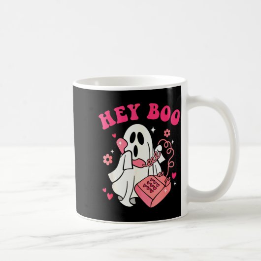 Groovy Hey Boo Cute Ghost Funny Halloween Mens Wom Kaffeetasse (Rechts)