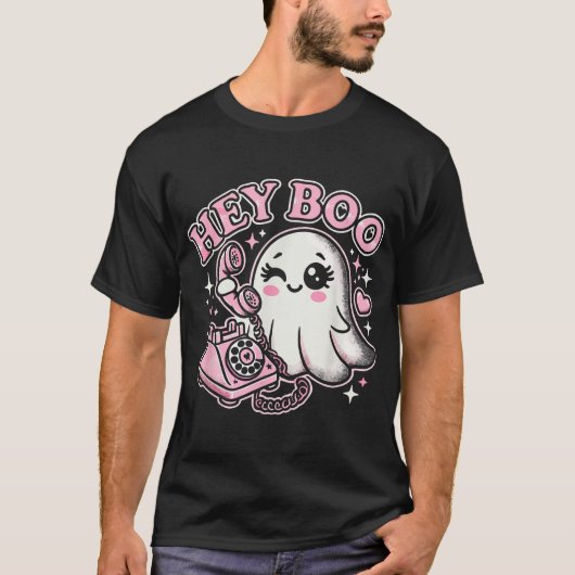 Groovy Hey Boo Ghost Halloween Mädchen Frauen Kind T-Shirt (Vorderseite)