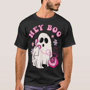 Groovy Hey Boo Niedlich Ghost Funny Halloween Girl T-Shirt