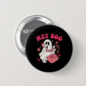 Groovy Hey Boo Niedlich Ghost Funny Halloween Mens Button (Vorne & Hinten)