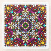 Groovy Himmlische Blumenkraft Glasuntersetzer (Vorderseite)