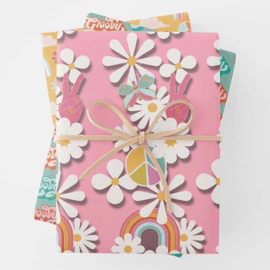 Groovy Hippie Birthday Party Geschenkpapier Set (Beispiel)