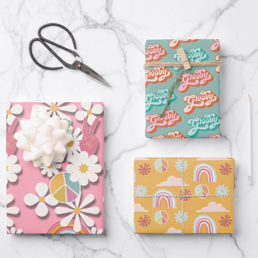 Groovy Hippie Birthday Party Geschenkpapier Set (Vorderseite)