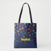 Groovy Hippie Blume Dusche Individuelle Name Tasche (Vorderseite)