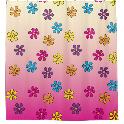 Groovy Hippie Blume Dusche rosa fade Duschvorhang (Vorderseite)
