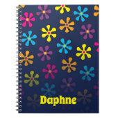 Groovy Hippie Blume Individuelle Name Notizblock (Vorderseite)
