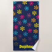 Groovy Hippie Blume Individuelle Name Strandtuch (Vorderseite)