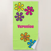Groovy Hippie Blume Individuelle Name Strandtuch (Vorderseite)