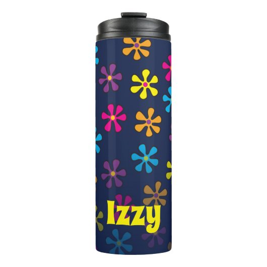 Groovy Hippie Blume Individuelle Name Thermosbecher (Vorderseite)