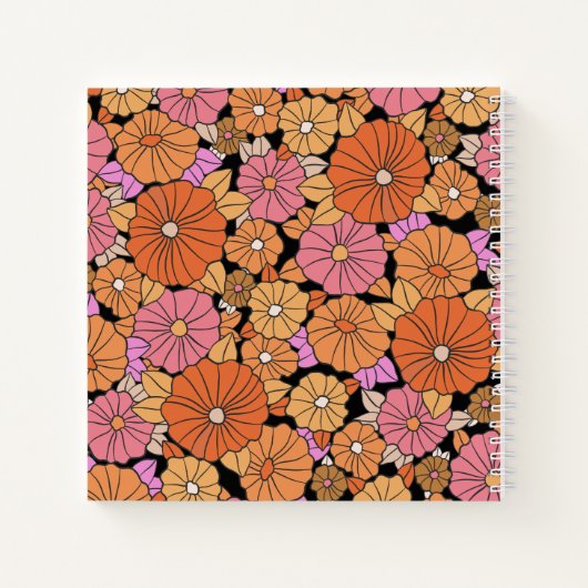 Groovy Hippie Blume Power Monogram Notizblock (Rückseite)
