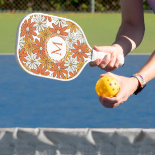 Groovy Hippie Blume Power Monogram Pickleball Schläger