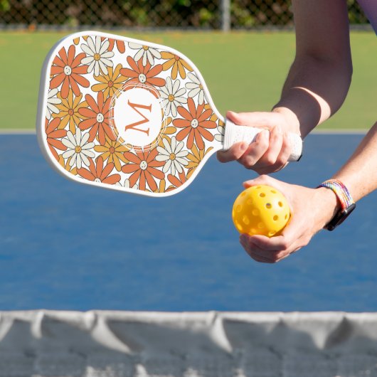 Groovy Hippie Blume Power Monogram Pickleball Schläger (InSitu)
