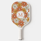 Groovy Hippie Blume Power Monogram Pickleball Schläger (Rückseite)