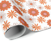 Groovy Hippie Blume Red Orange White Geschenkpapier (Rolleneckpunkt)