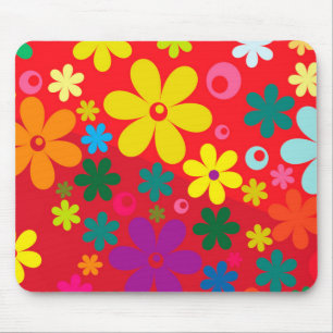Groovy Hippie-buntes Blumen-Liebe-Friedensmuster Mousepad