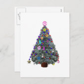 Groovy Hippie Christmas Tree Feiertagspostkarte (Vorne/Hinten)
