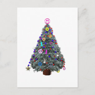 Groovy Hippie Christmas Tree Feiertagspostkarte