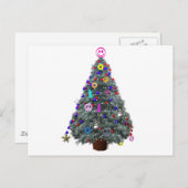 Groovy Hippie Christmas Tree Feiertagspostkarte (Vorne/Hinten)
