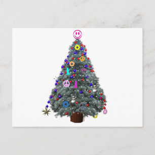 Groovy Hippie Christmas Tree Feiertagspostkarte