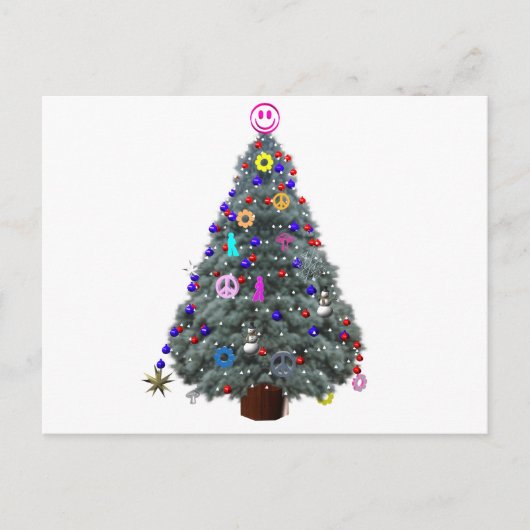 Groovy Hippie Christmas Tree Feiertagspostkarte (Vorderseite)