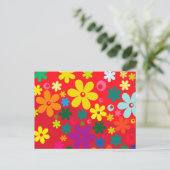 Groovy Hippie Colorful Blume Liebe Friedensmuster Postkarte (Stehend Vorderseite)