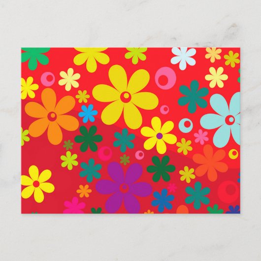 Groovy Hippie Colorful Blume Liebe Friedensmuster Postkarte (Vorderseite)