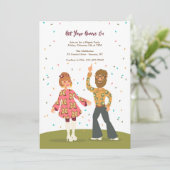 Groovy Hippie Couple Einladung (Stehend Vorderseite)