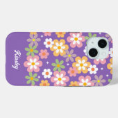 Groovy Hippie Daisy Muster mit Lila Namen Case-Mate iPhone Hülle (Rückseite (Horizontal))