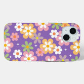Groovy Hippie Daisy Pattern Lila Case-Mate iPhone Hülle (Rückseite (Horizontal))