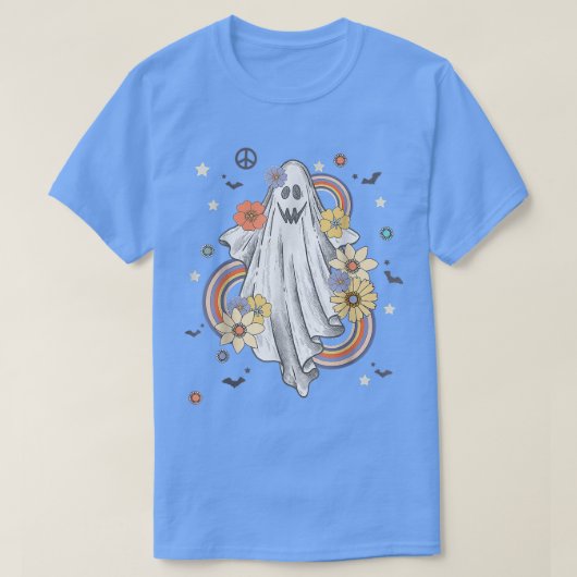Groovy Hippie Decorations Blumenghost Halloween T-Shirt (Design vorne)