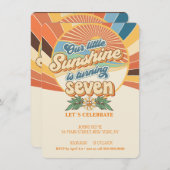 Groovy Hippie Einladung 7. Geburtstag böhmisch (Vorne/Hinten)