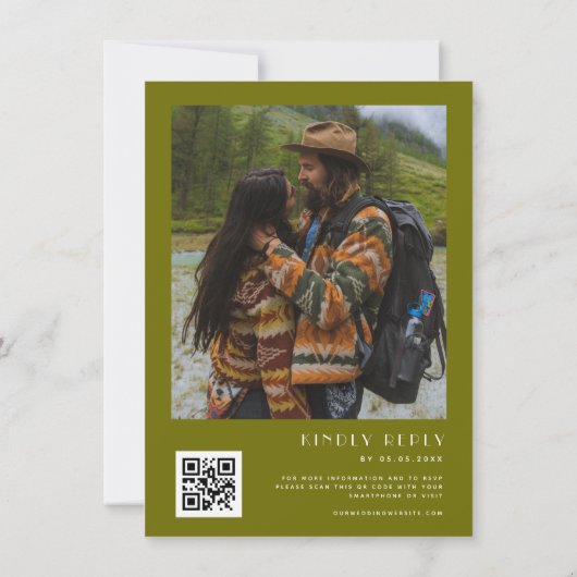 Groovy Hippie Floral Boho Arch QR Code Wedding Einladung (Rückseite)