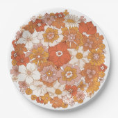 Groovy Hippie Floral Pink Orange Brautparty Pappteller (Vorderseite)