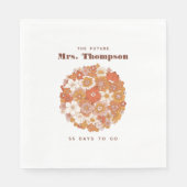 Groovy Hippie Floral Pink Orange Brautparty Serviette (Vorderseite)