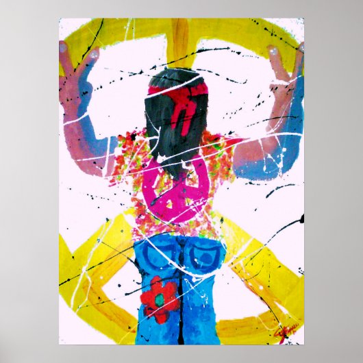 Groovy Hippie Friedenszeichen Poster (Vorne)