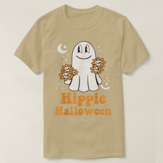 Groovy Hippie Halloween Kostüm Retro Floral Ghost T-Shirt (Design vorne)