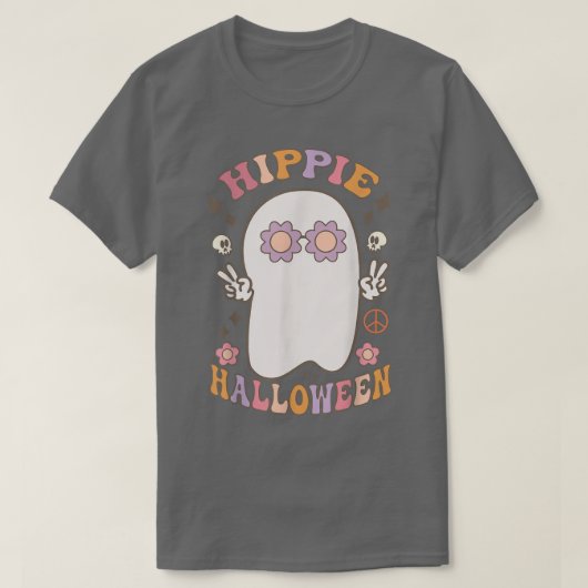 Groovy Hippie Halloween Vibes Costume Retro Ghost T-Shirt (Design vorne)